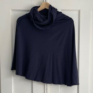 Angelrox Organic Layering Cape Top Women’s Lagenlook Navy Blue Striped Bamboo OS